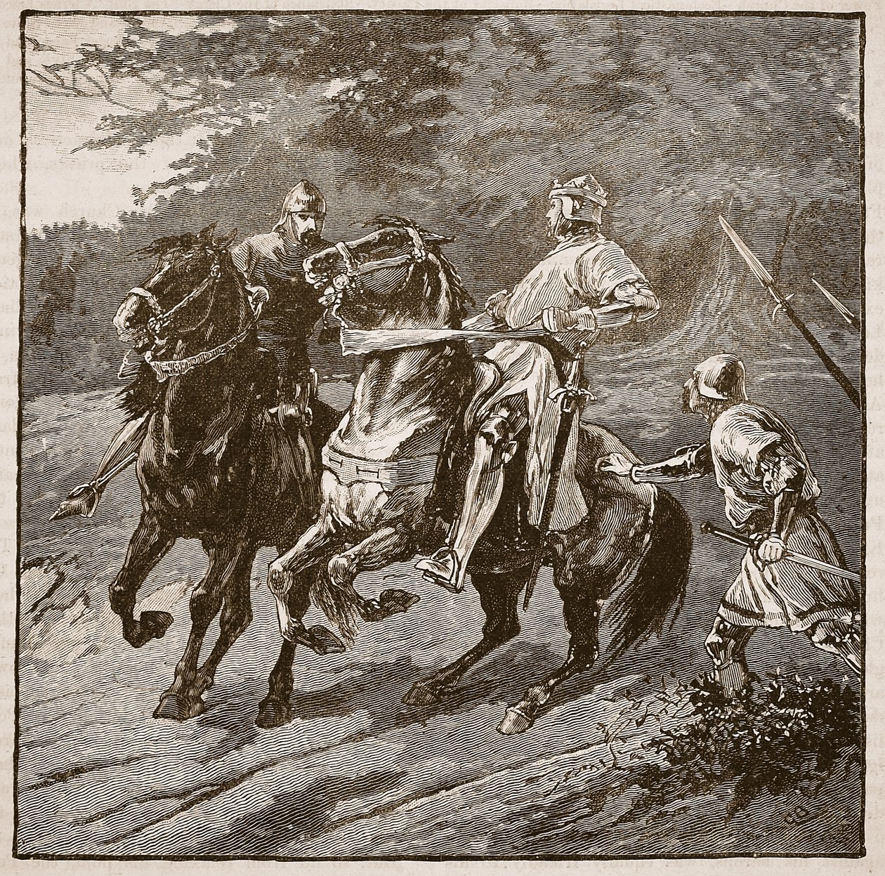 Arrestering af kong Richard, illustration fra Cassells Illustrated History of England (sepia foto) af English School