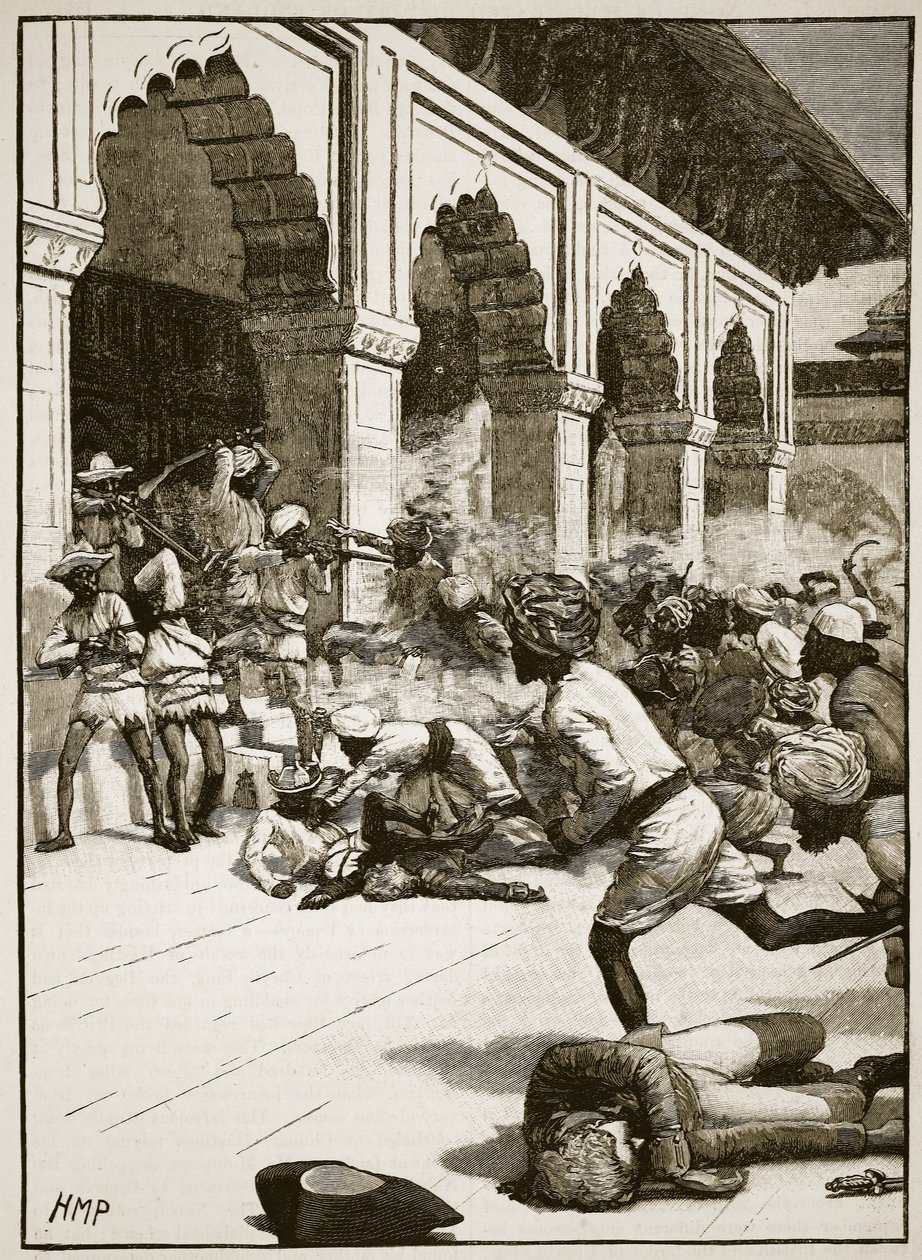 Arrestation of the Rajah of Benares, illustration fra Cassells Illustrated History of England (sepia foto) af English School