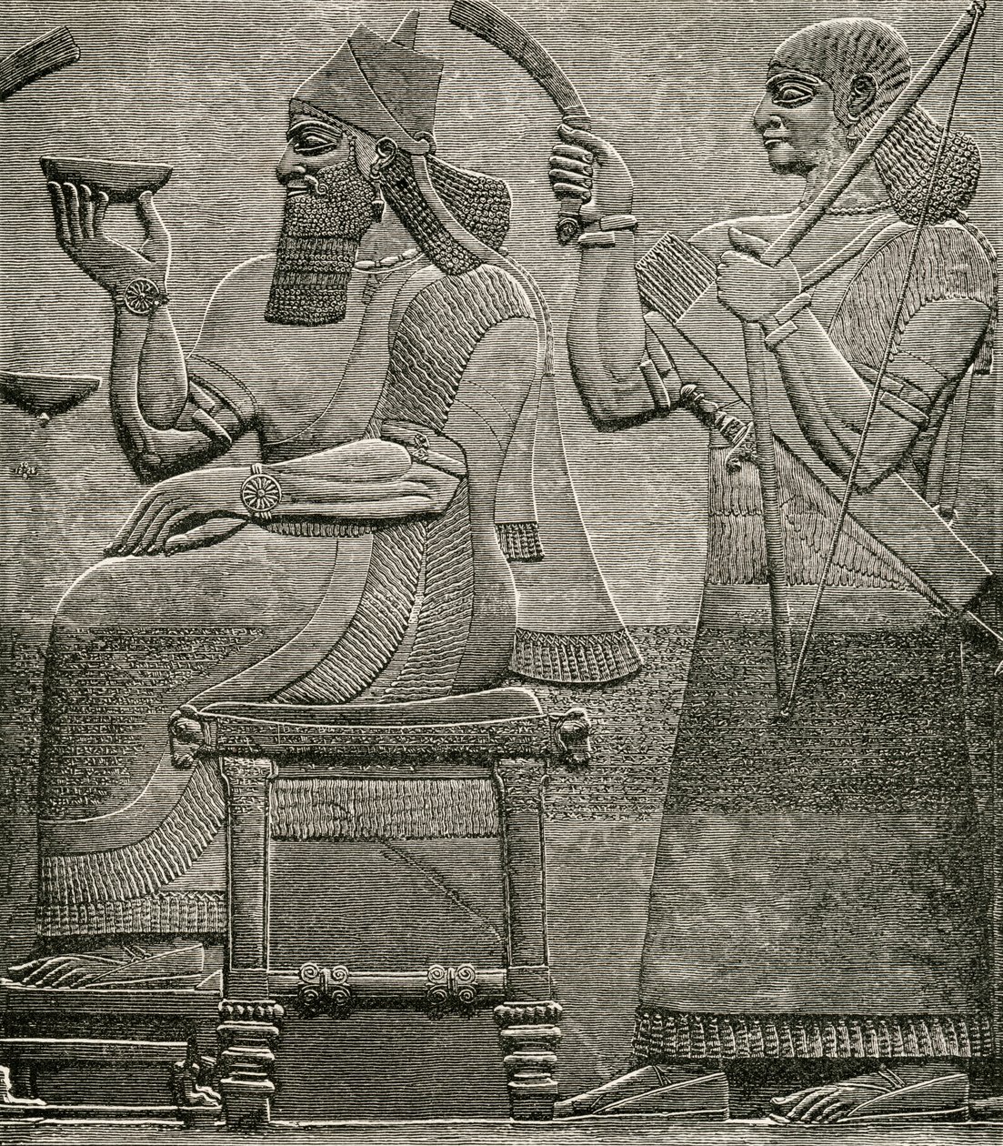 Ashur-nasir-pal II, fra et basrelief i British Museum, fra The Worlds Inhabitants af G.T. Bettany, udgivet 1888 af English School