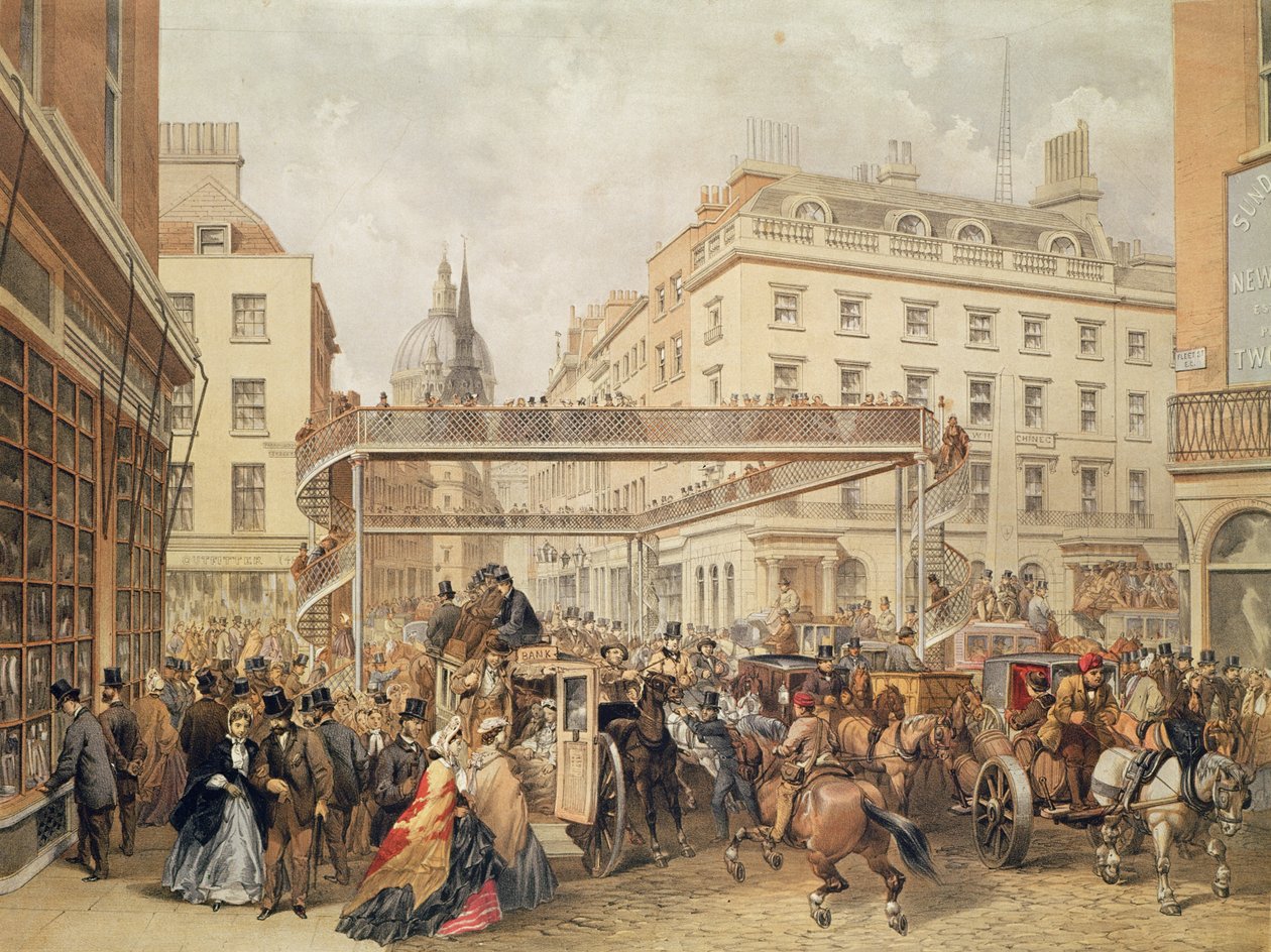 På bunden af Ludgate Hill, London, pub. og trykt af Kell Brothers, ca. 1860