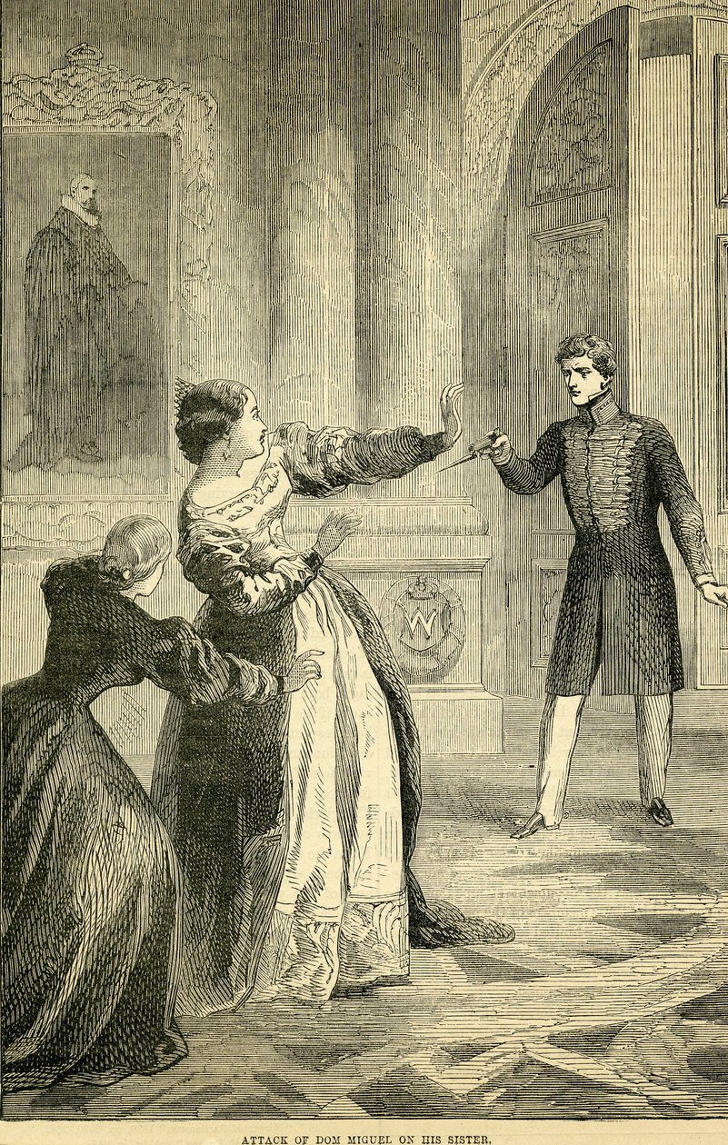 Don Miguels angreb på hans søster, taget fra Cassells Illustrated History of England, 18571858 af English School