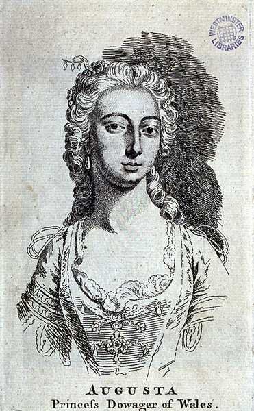 Augusta, enkeprinsesse af Wales (1719-72), ca. 1751 (gravering) af English School