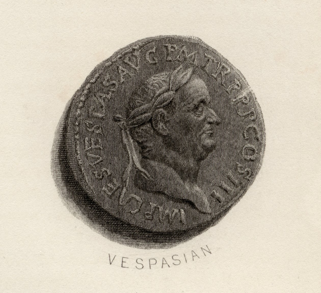 Aureus mønt, fra Vespasians æra, Titus Flavius Vespasianus af English School