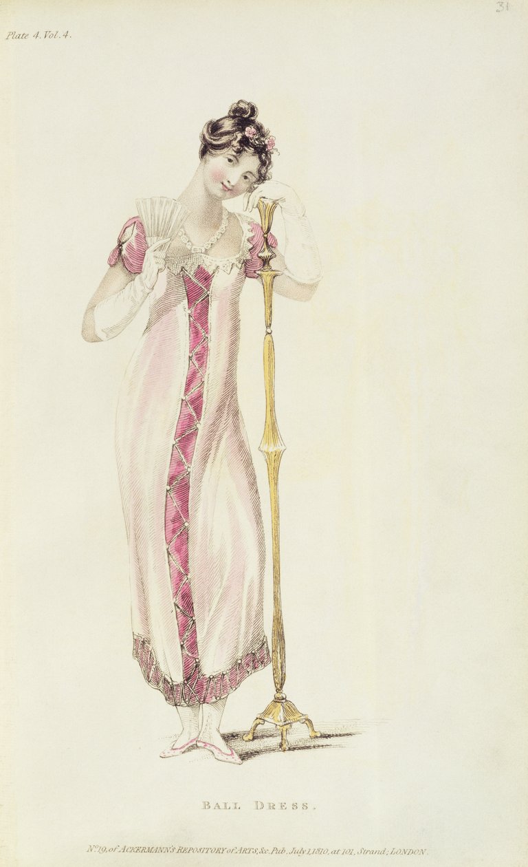 Boldkjole, modetallerken fra Ackermanns Repository of Arts af English School