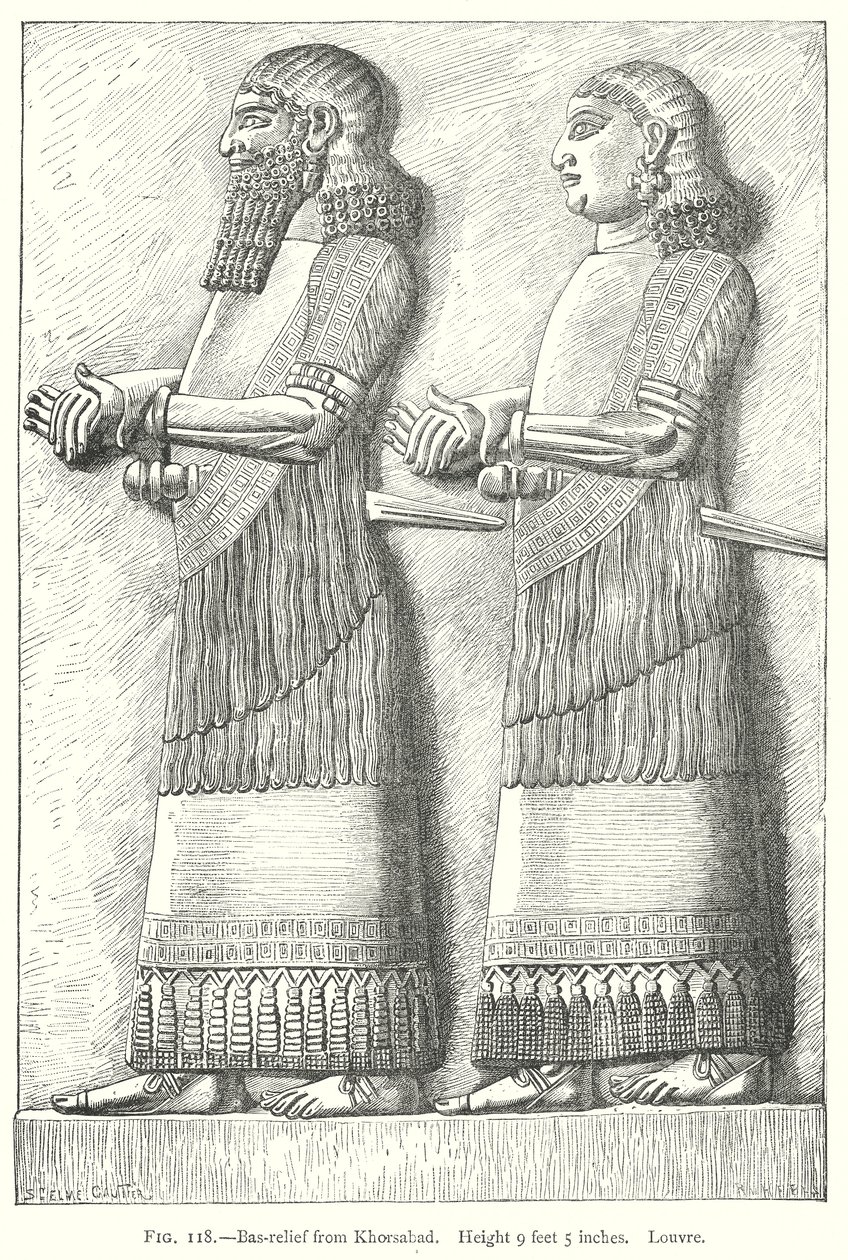 Bas-Relief fra Khorsabad (gravering) af English School