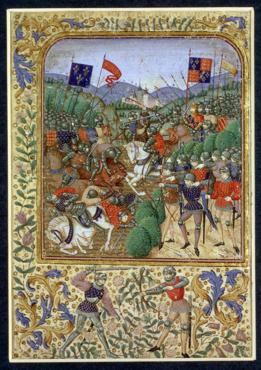 Slaget ved Agincourt, 25. oktober 1415 (wc på papir) af English School