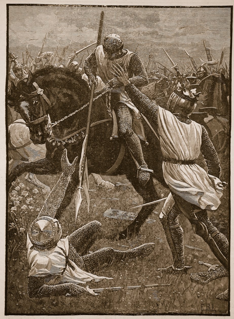 Slaget ved Evesham: Kong Henry i fare, illustration fra Cassells Illustrated History of England (sepiafoto) af English School