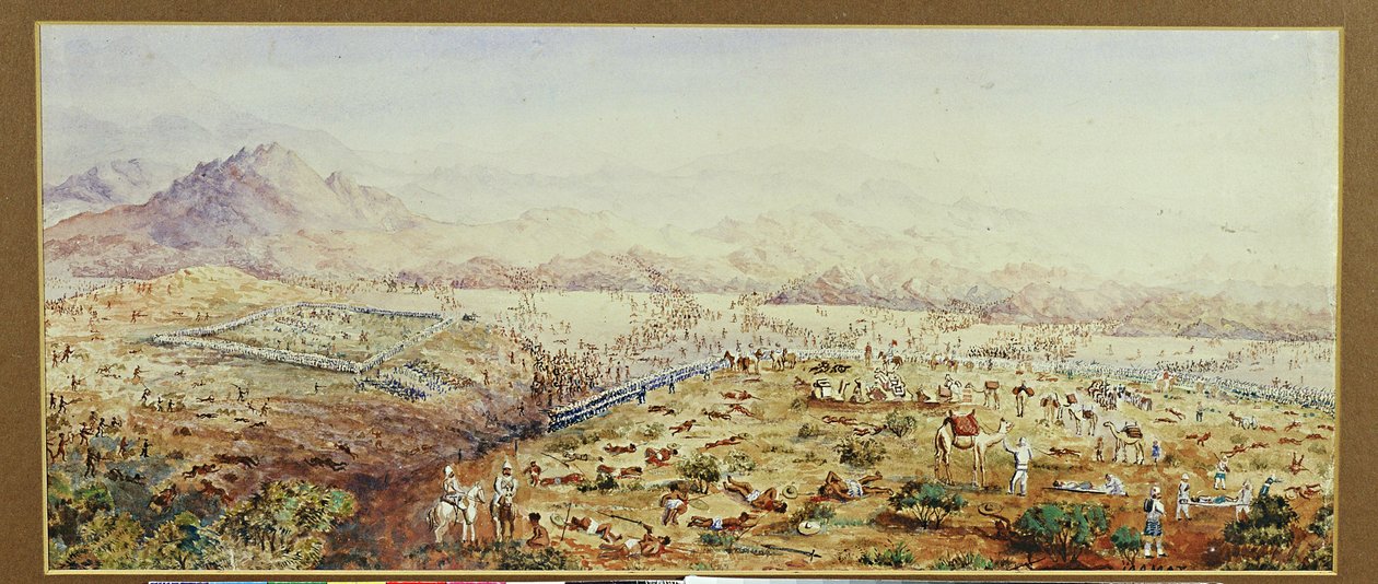 Slaget ved Tamai, Sudan 1884 (wc på papir) af English School