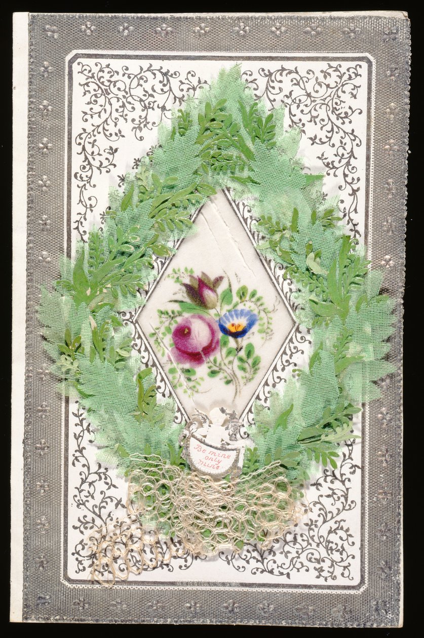 Be Mine Only Mine, Valentinskort, ca. 1830 (farve litho på papir) af English School