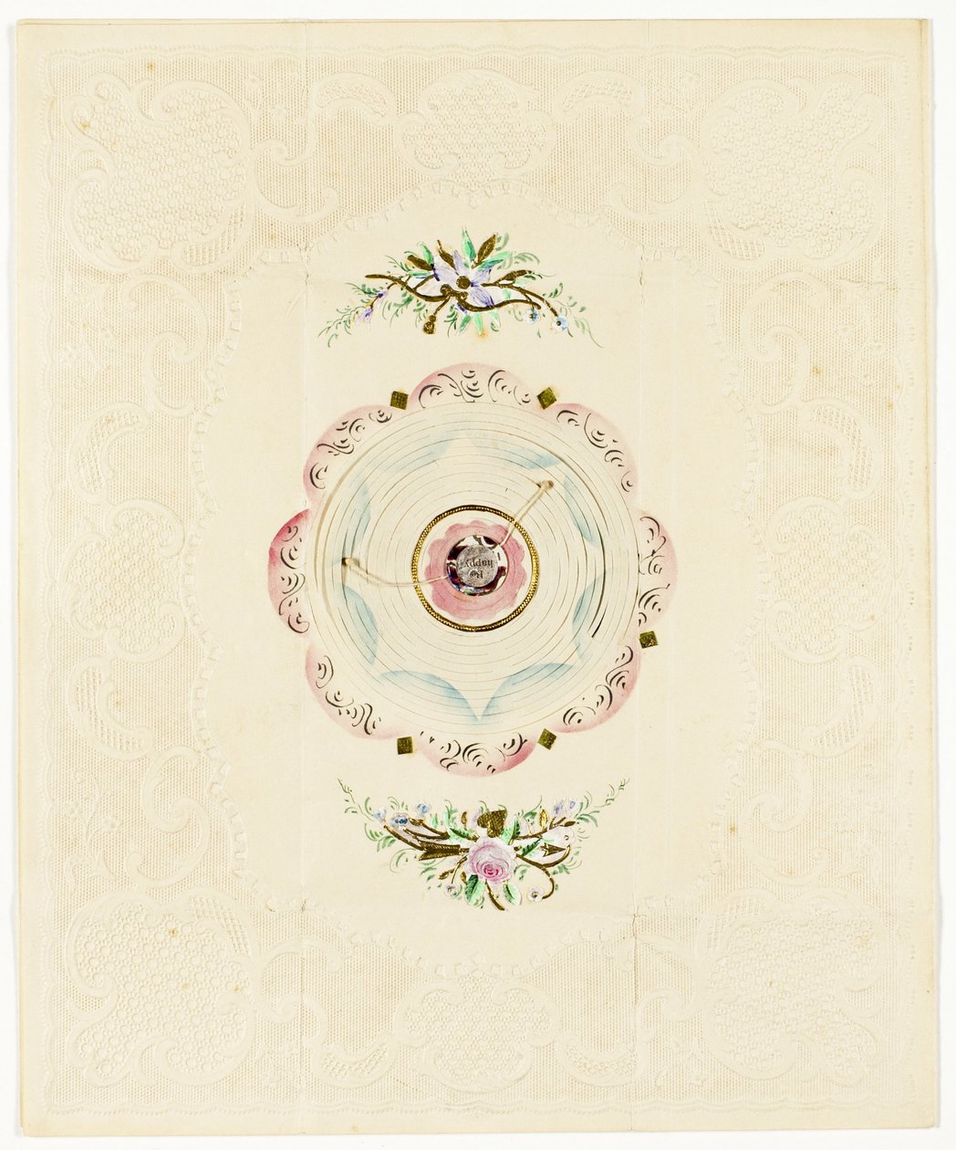 Be Thine, ca. 1830 (farveprint valentine med blondekant) af English School