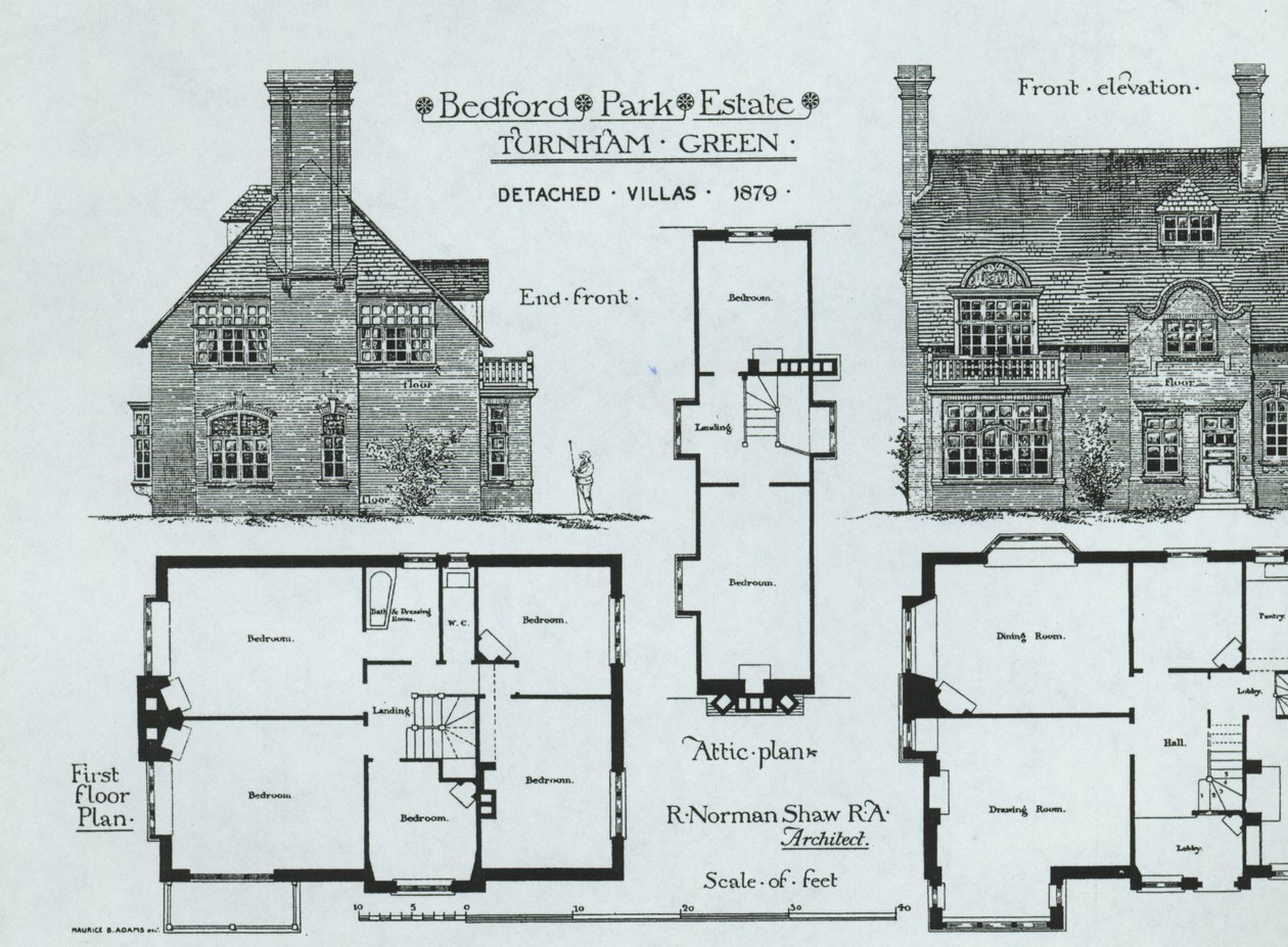 Bedford Park Estate, Turnham Green, fra The Building News, 1879 af English School