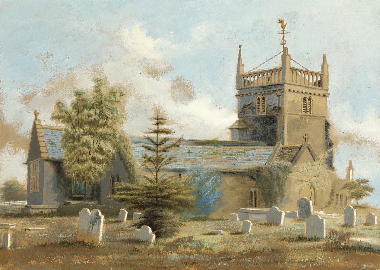 Bedminster Old Church (olie på papir) af English School