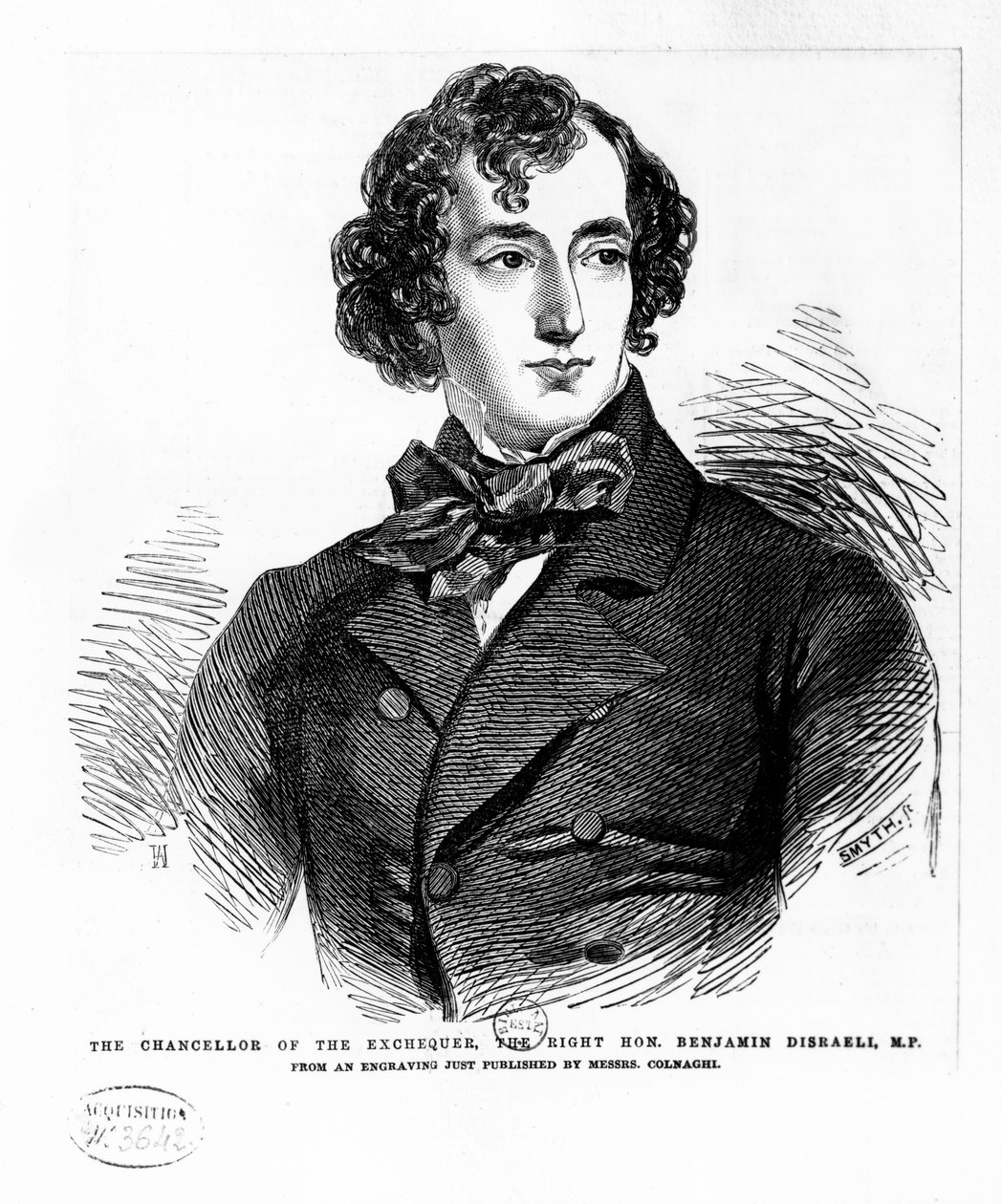 Benjamin Disraeli, ca. 1837 (gravering) af English School