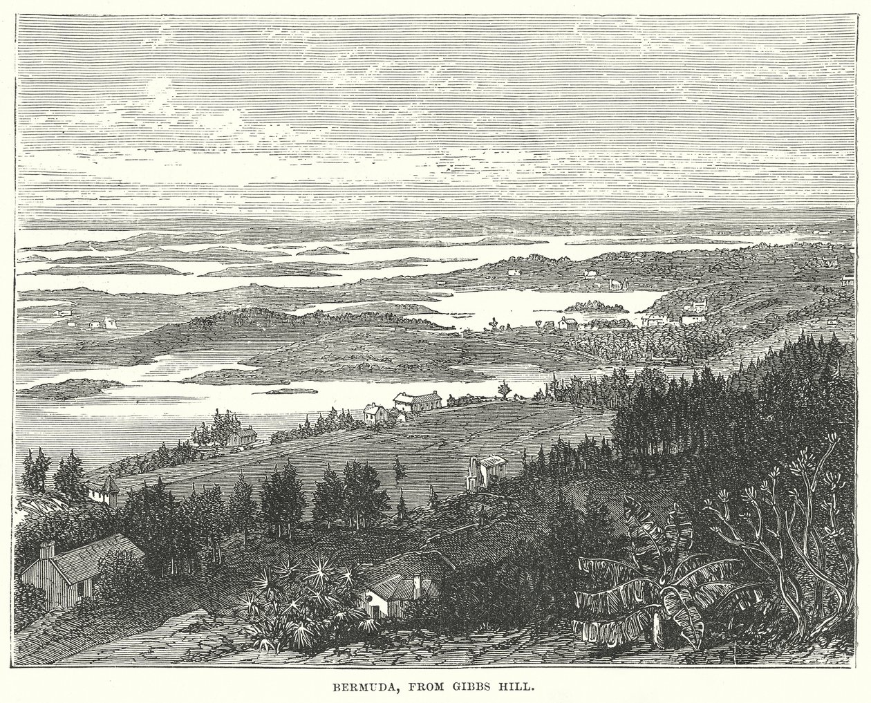 Bermuda, set fra Gibbs Hill (kobberstik) af English School