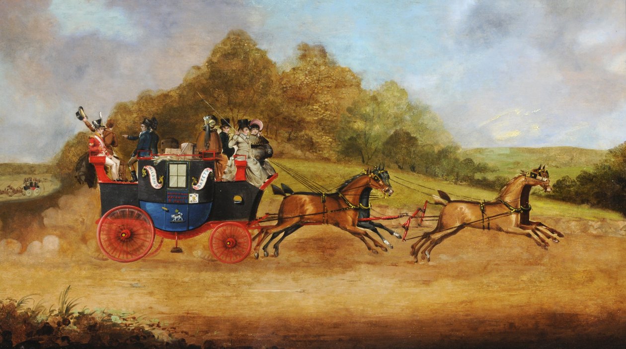 Beverley and Hull Passenger Coach, ca. 1826 (olie på lærred) af English School