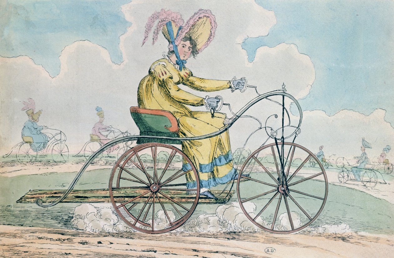 Cykel med tre hjul, Damernes hobby, 1819 af English School