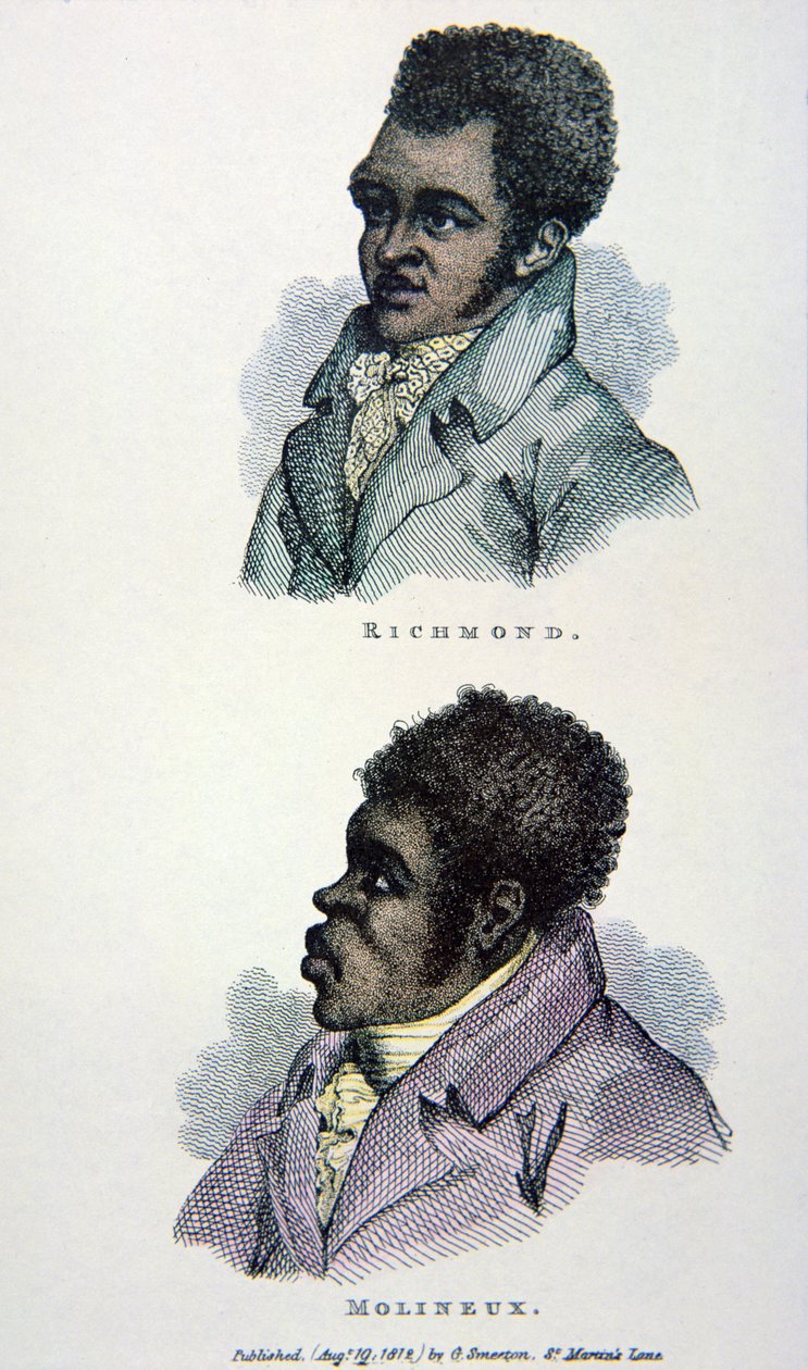 Bill Richmond og Tom Molineaux, tryk udgivet i 1812 (farve litho) af English School