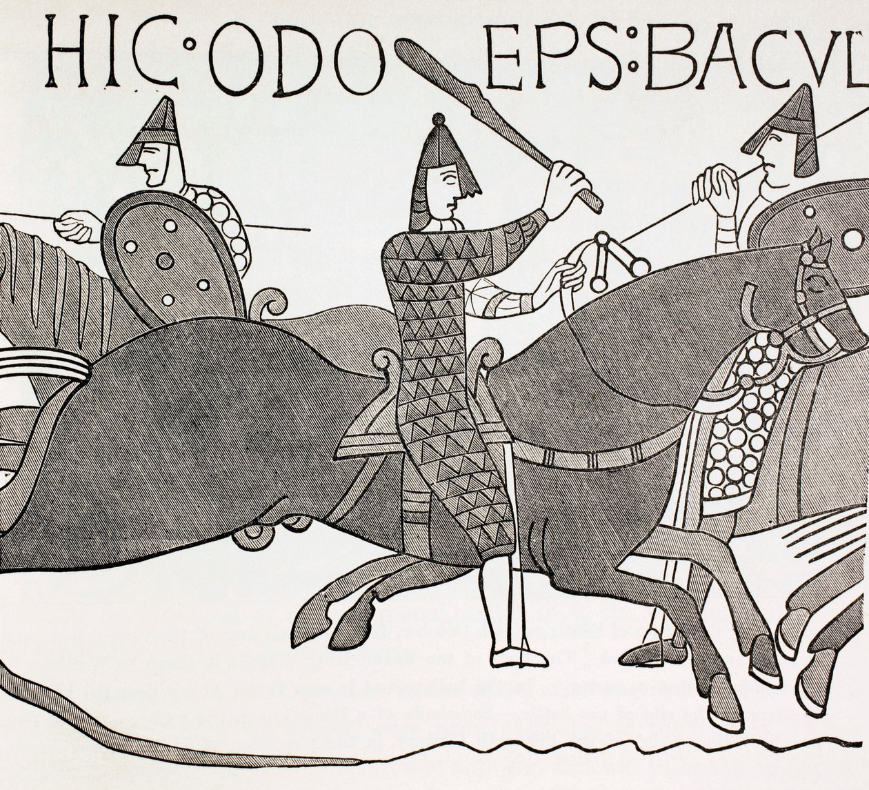 Biskop Eudes holder sin embedsstafet i slaget ved Hastings, ca. 1880 af English School