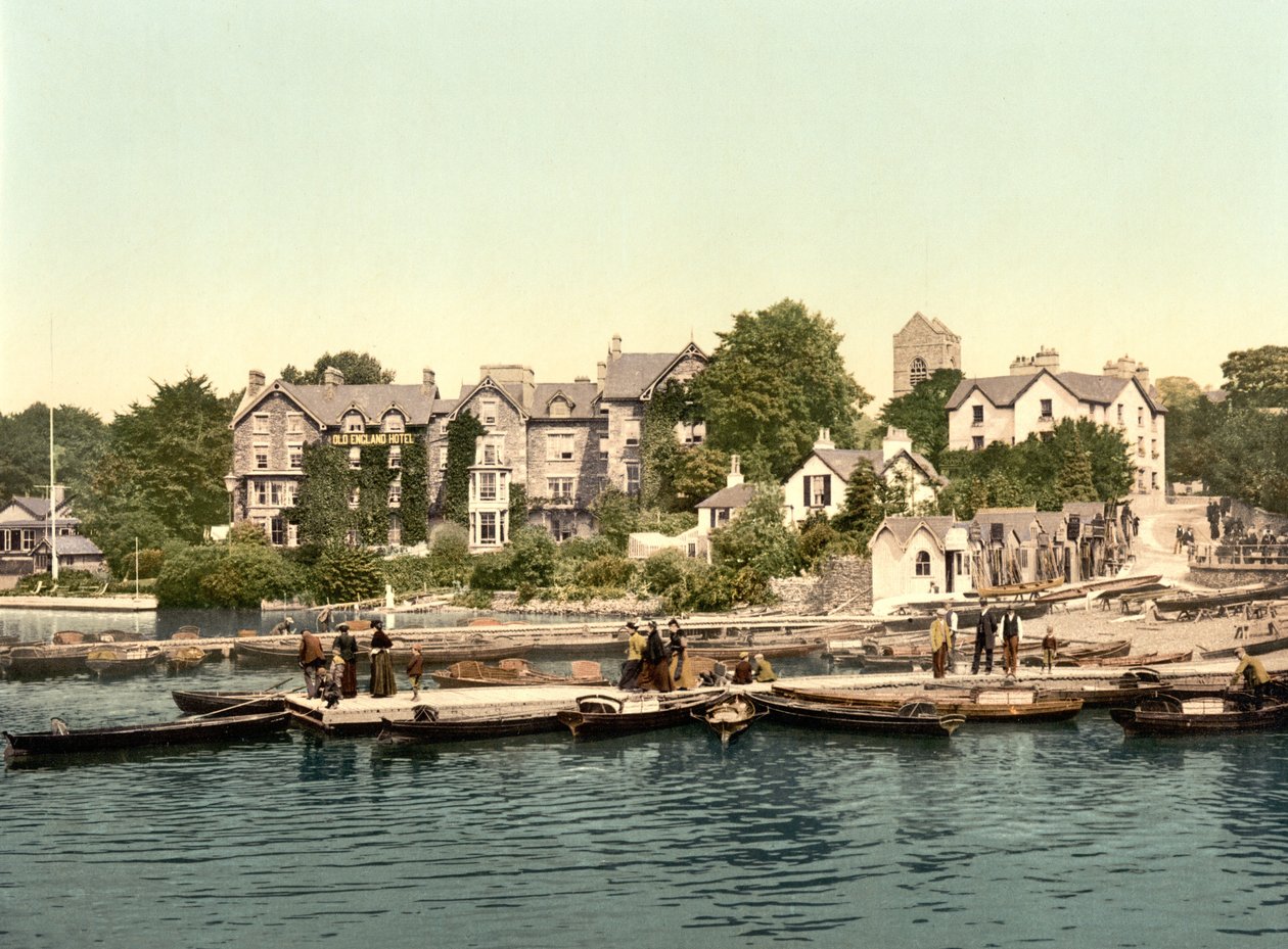Bådlanding, Bowness (håndfarvet foto) af English School