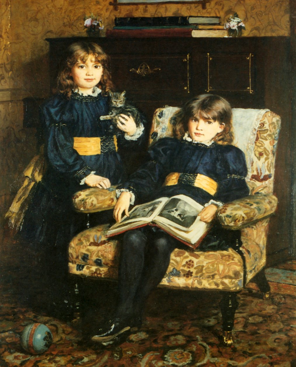 Bogplade, der forestiller børn, der læser af English School