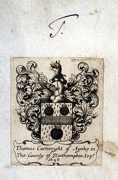 Bogplade af Thomas Cartwright (1671-1748) af Aynho af English School