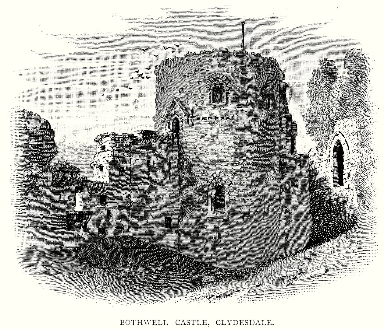 Bothwell Castle, Clydesdale (kobberstik) af English School