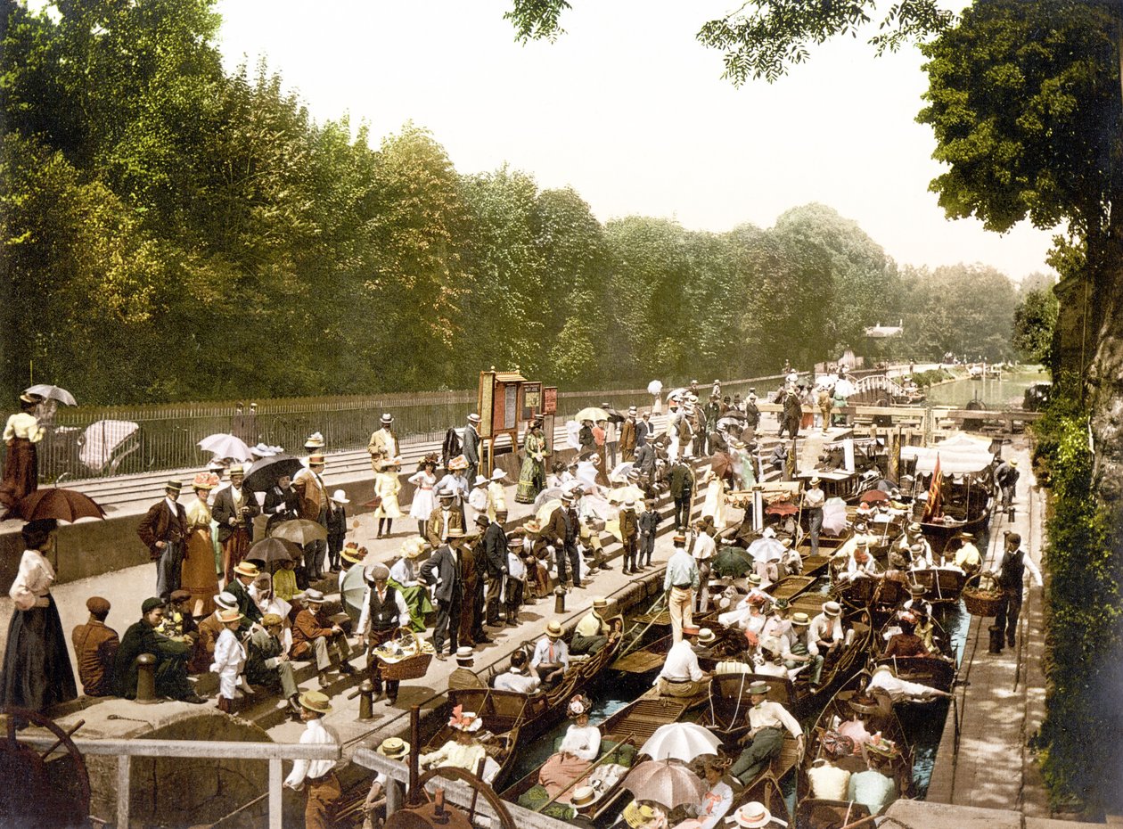 Boulters Lock (håndfarvet foto) af English School