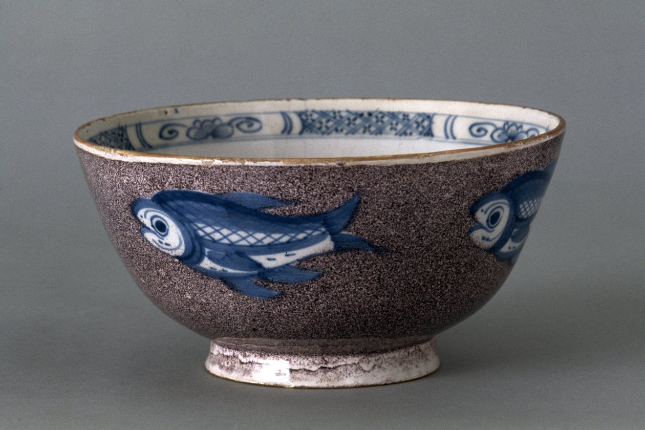 Skål, ca. 1745-1760 (tin-glaseret fajance) af English School