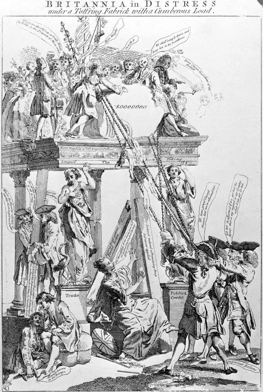Britannia i nød under en Tottring Fabrick med en besværlig last, omkring 1756 af English School