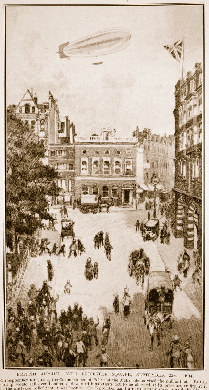 British Airship Over Leicester Square, 22. september 1914, 1914-19 af English School