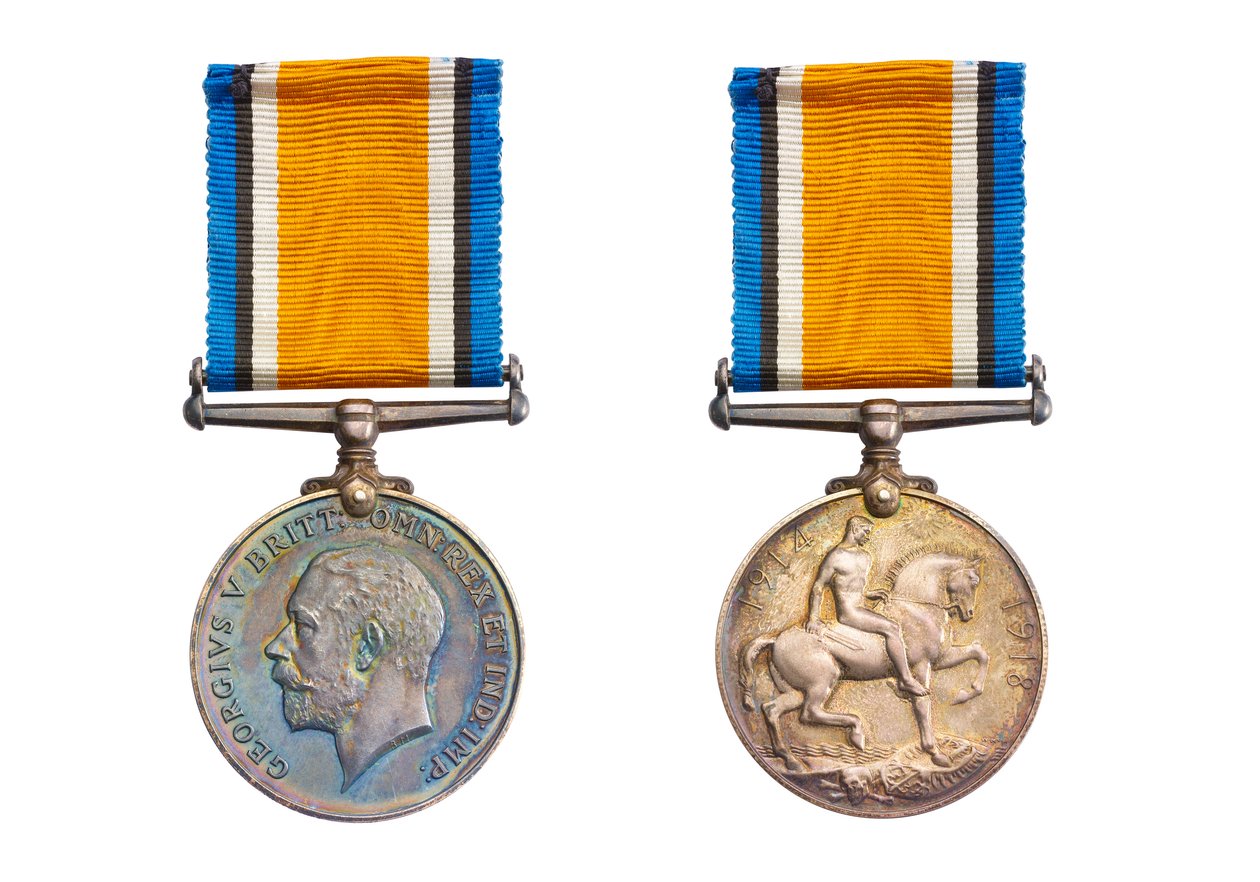 Britisk krigsmedalje, ca. 1919 (bronze med silkebånd) af English School