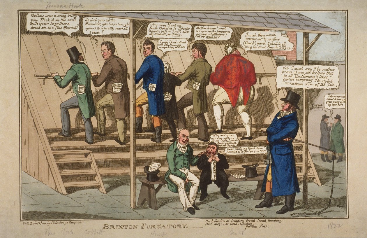 Brixton Purgatory, 1822 (håndfarvet radering) af English School