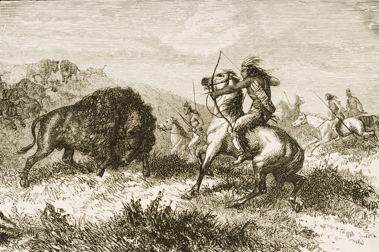 Buffalo Hunting on the Great Plains mellem St. Louis og Denver, ca. 1870, fra 