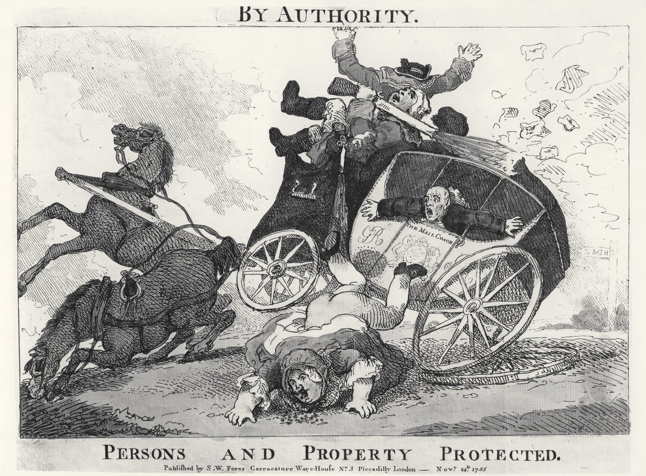 Efter Myndighed. Beskyttede personer og ejendom, pub. af S.W. Fores, 1785 af English School