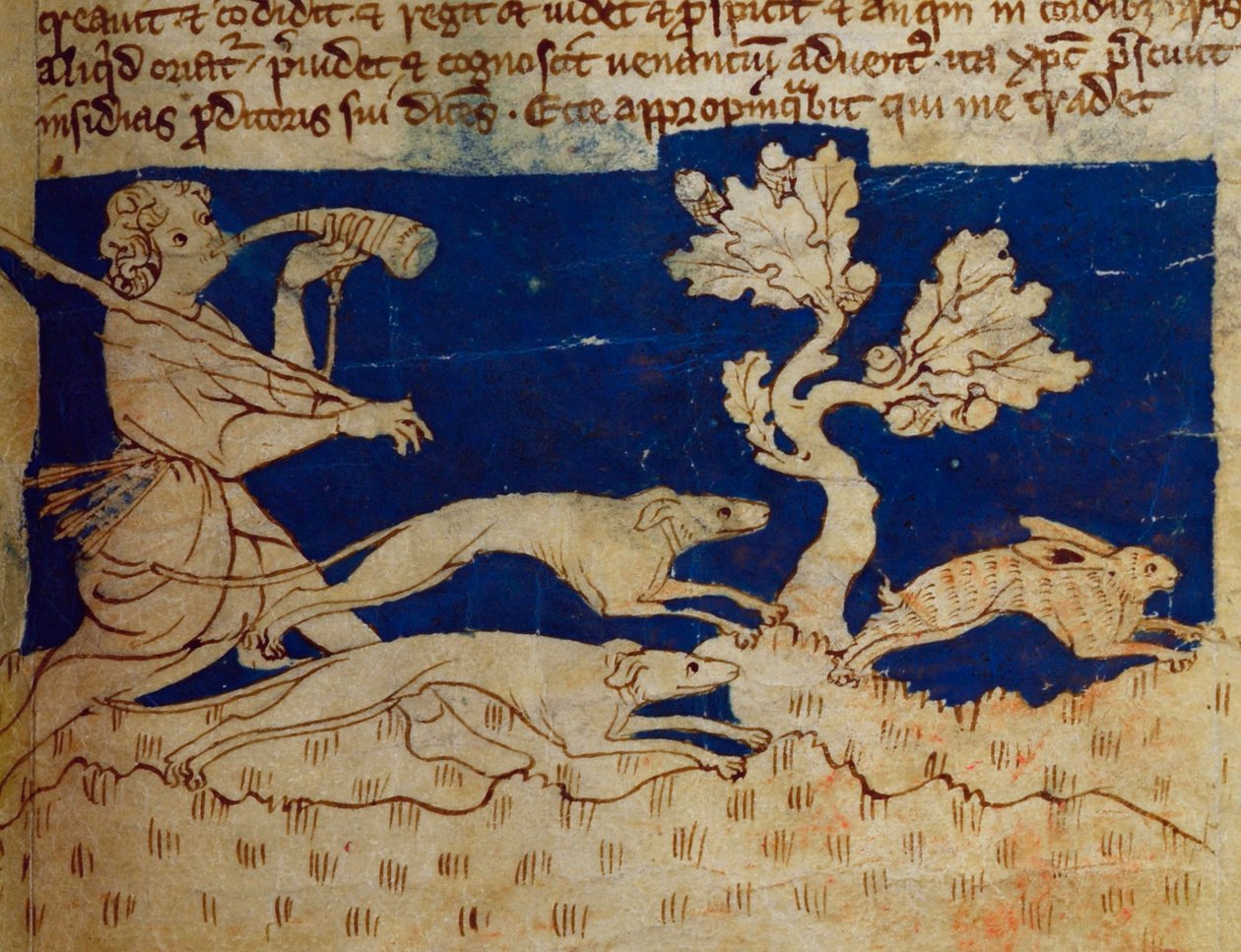 CCA-LitMs/D/10 fol. 2. Jagtscene, fra Bestiary af English School