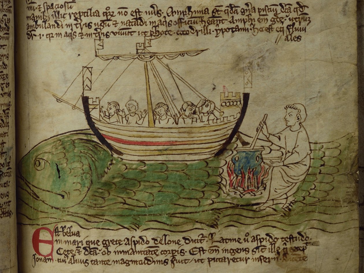 CCA-LitMs/D/10 fol. 30r Whale, fra Bestiary af English School