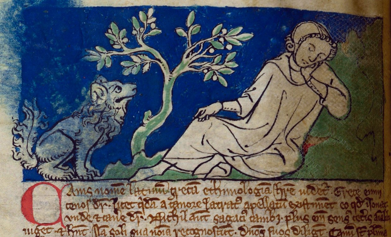 CCA-LitMs/D/10 fol. 5v Dog, fra Bestiary af English School