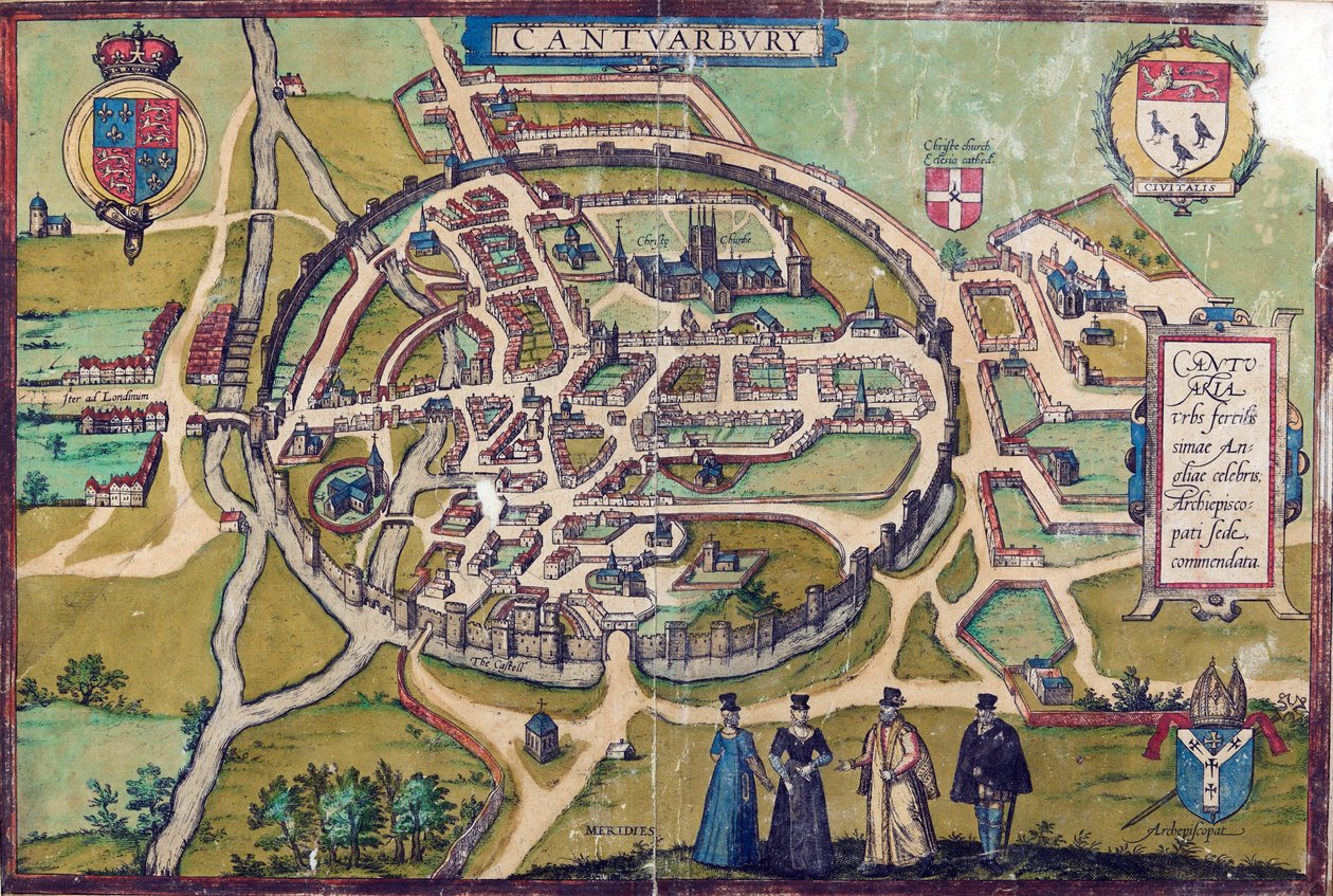 CCA-PRINDRAW/3/A/1 Canterbury-kort, c1588 af English School