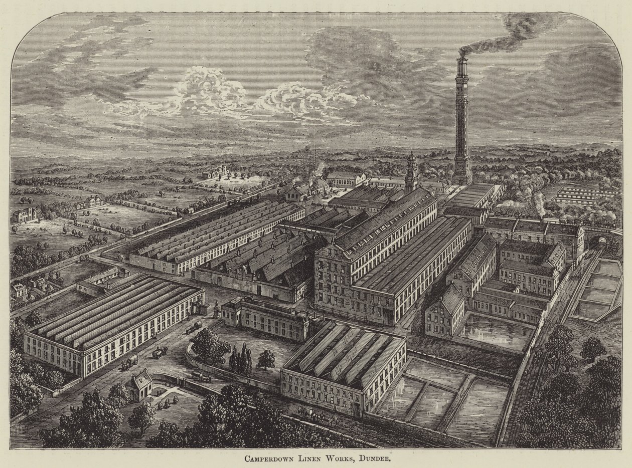 Camperdown Linen Works, Dundee (gravering) af English School