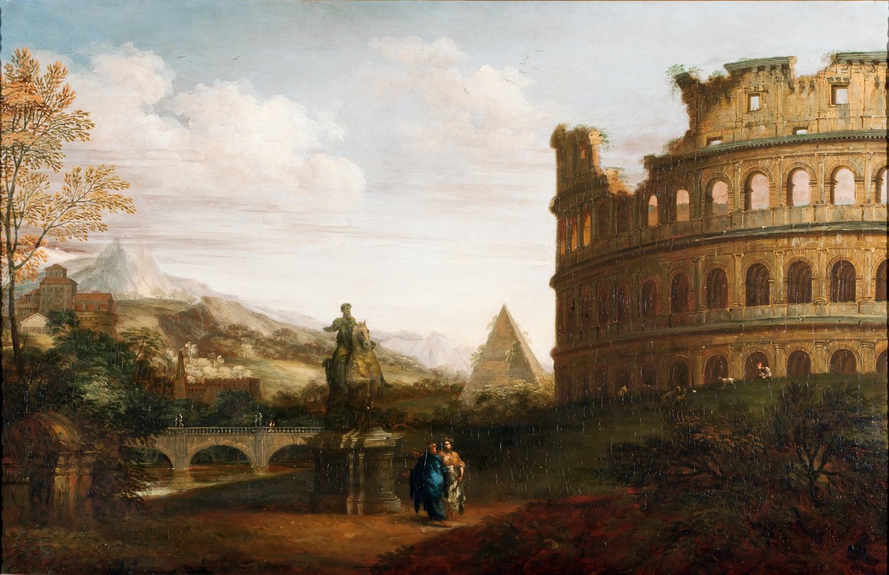 Capriccio udsigt over Forum Romanum, ca. 1760 af English School