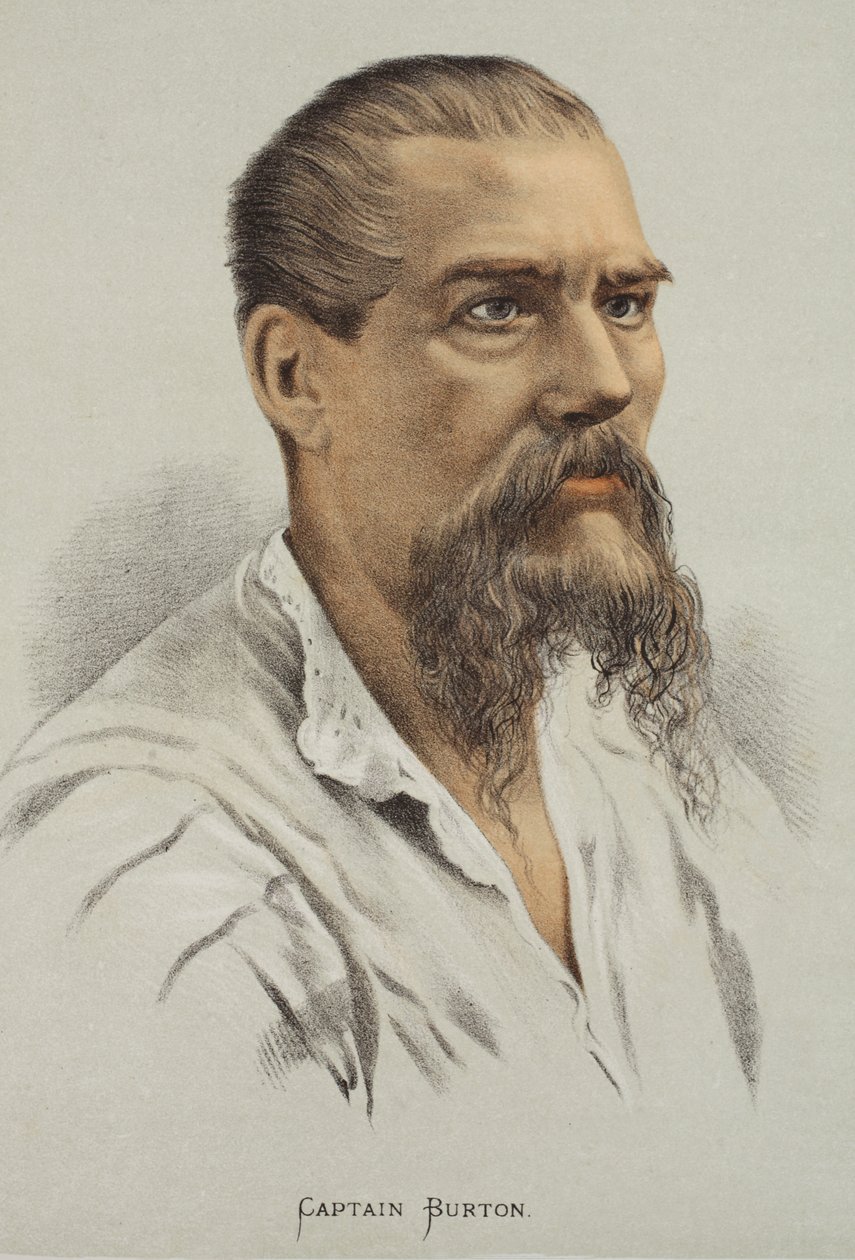 Kaptajn Burton, illustration fra The Pictorial Edition of the Life and Discoveries of David Livingstone af J. Ewing Richie, pub. af A. Fullarton & Co., 1876 af English School