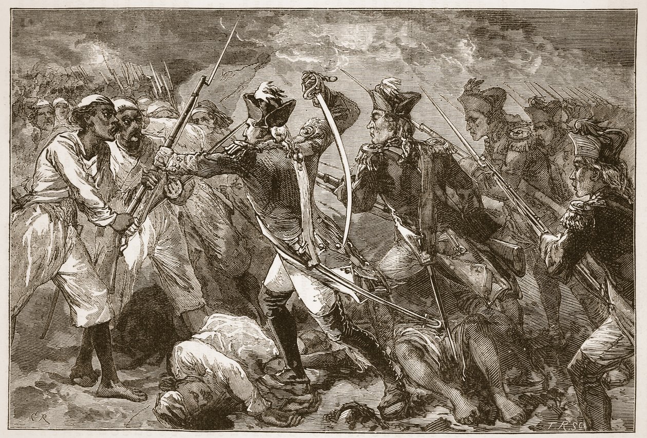 Kaptajn Yorke leder det fortabte håb i Masulipatam, Illustration fra Cassells Illustrated History of India af James Grant, pub. 1879 af English School