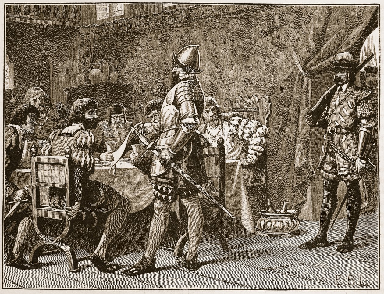 Capture of the FitzGeralds, illustration fra Cassells Illustrated History of England (sepia foto) af English School