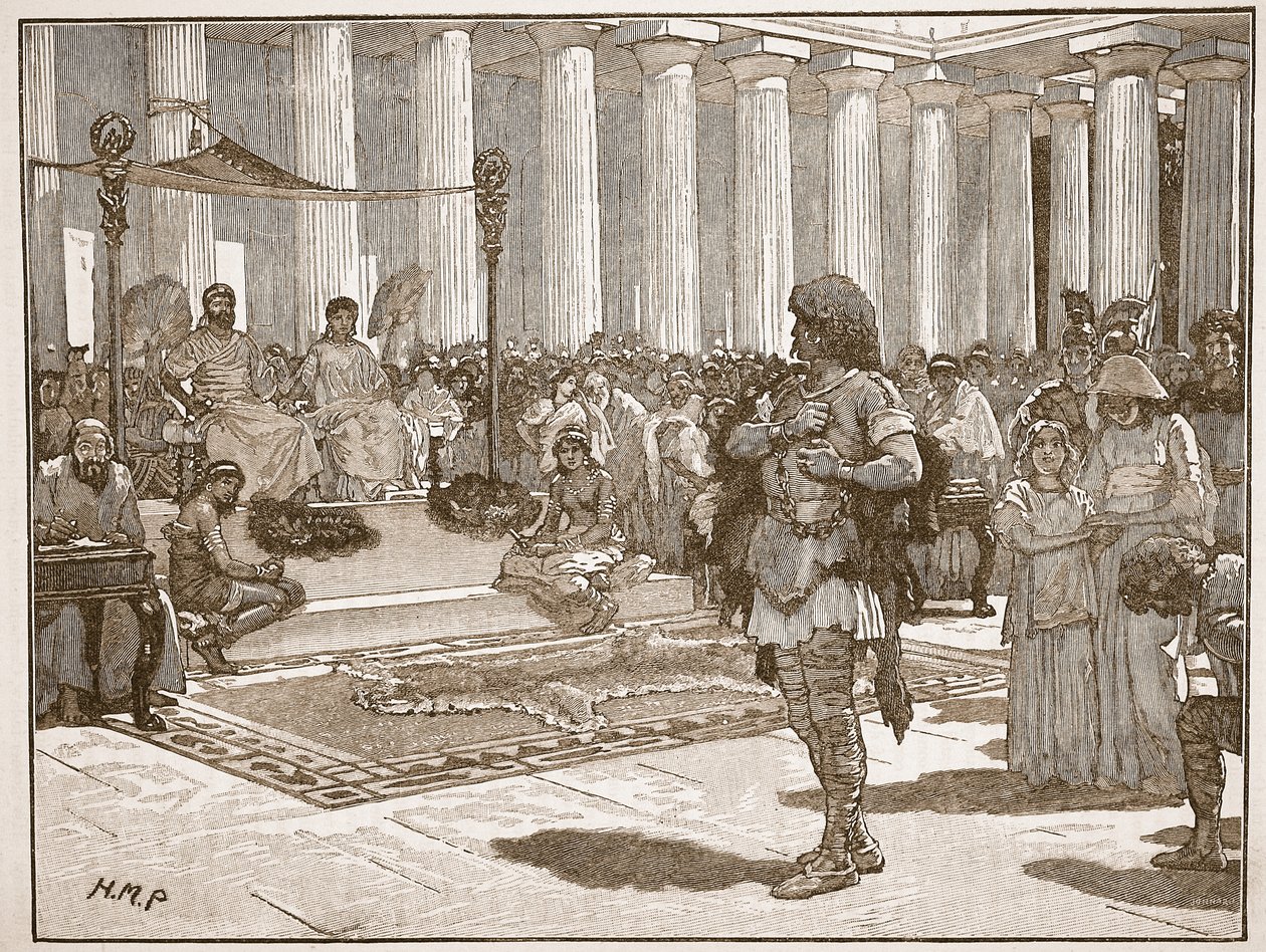 Caractacus før Claudius, illustration fra Cassells Illustrated History of England (sepia foto) af English School