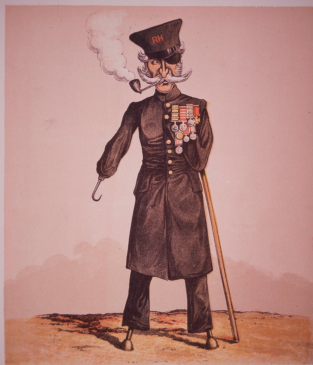 Karikatur af Chelsea Pensioner fra Royal Hospital, fra 