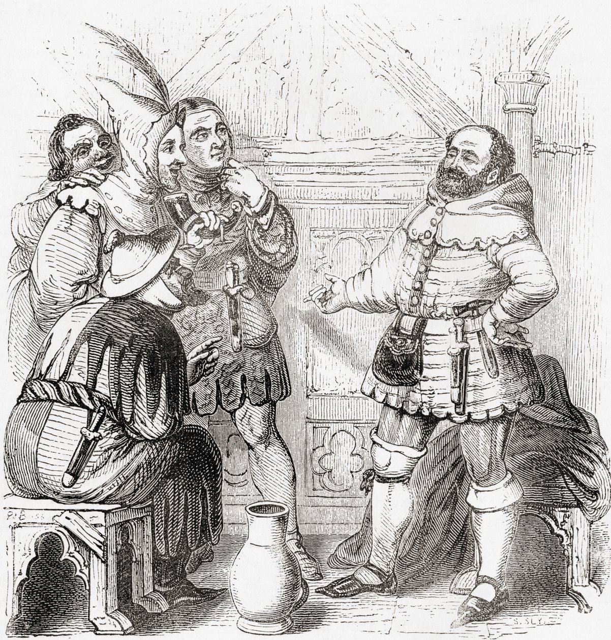Tømrer, syerske, væver, farver og gobelinmager fra det gamle England: A Pictorial Museum, pub. 1847 af English School