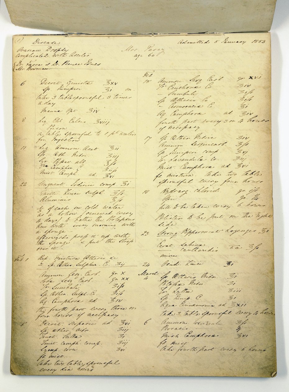Sagsbog brugt af Florence Nightingale på Harley Street af English School