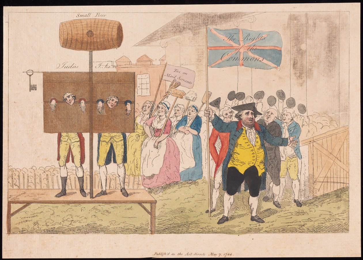 Cecil Wray in the Pillory The Rights of the Commons, pub. 1784 (håndfarvet gravering) af English School