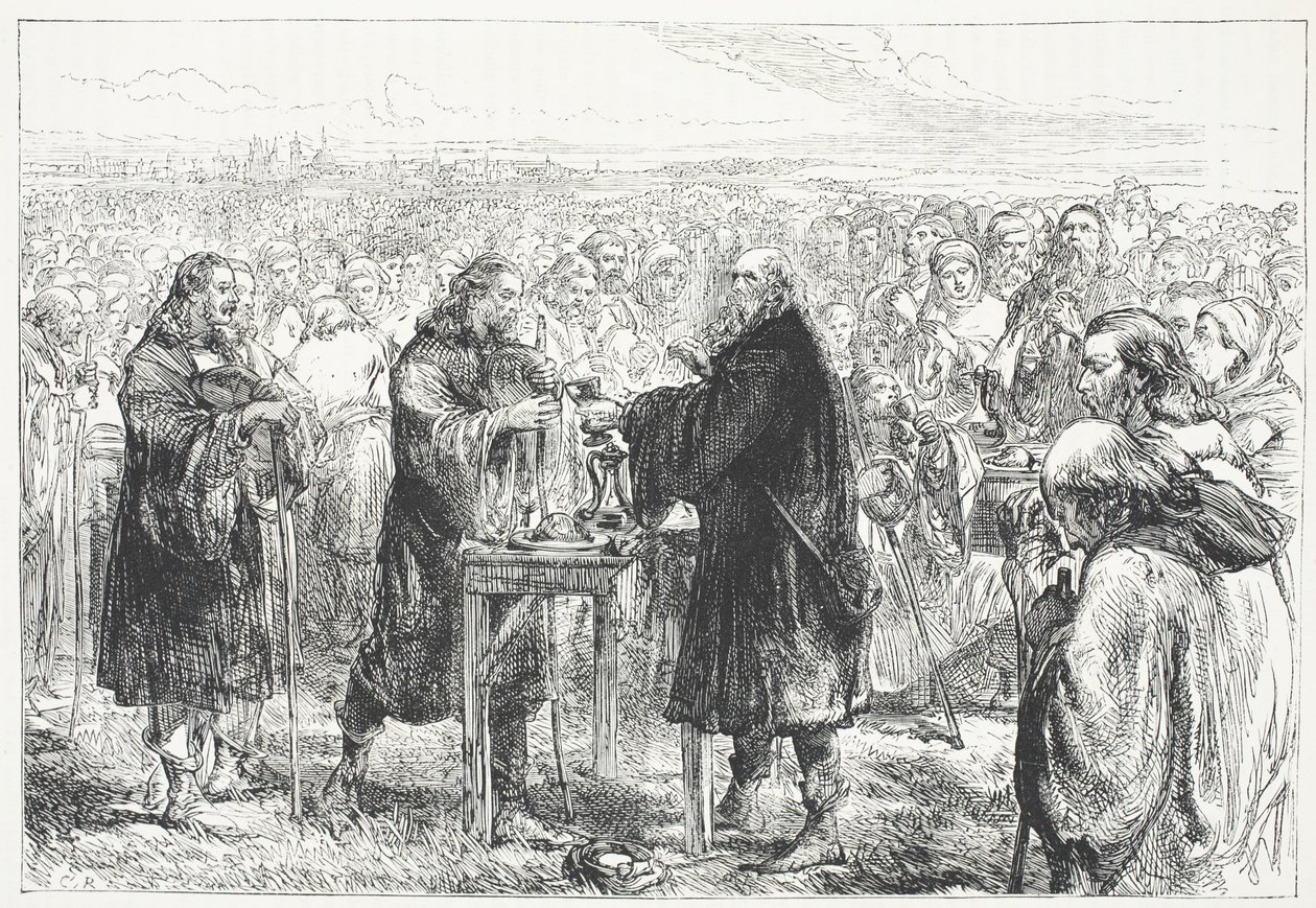 Hussitternes fejring af eukaristien på en mark nær Prag, illustration fra The History of Protestantism af James Aitken Wylie (1808-1890), pub. 1878 af English School