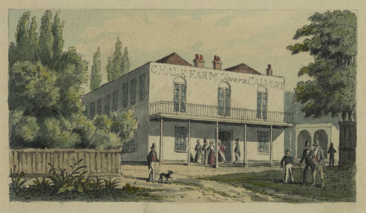 Chalk Farm, St. Pancras, ca. 1850 af English School